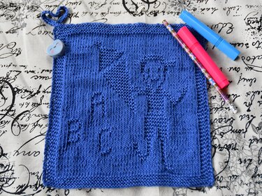 Strickanleitung Waschlappen "Schulkind Junge" - ganz einfach