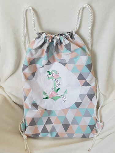 Anker Stickdatei – Maritimes Motiv mit Blumen und Seil - Sticken