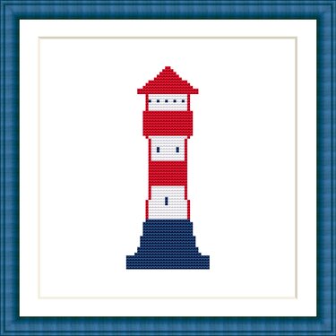 Kreuzstichvorlage Leuchtturm, eine einfache maritime Stickerei,PDF Download - Sticken