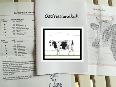 Kreuzstichvorlage Ostfrieslandkuh,perfektes Stickmotiv für Landkinder,PDF - Sticken
