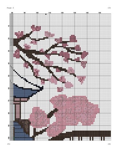 Japanese garden  Cross Stitch Pattern - Embroidery