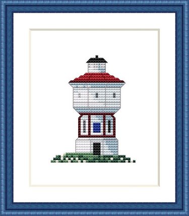 Kreuzstichvorlage Wasserturm Langeoog, maritime Stickidee für Nordseefans - Sticken