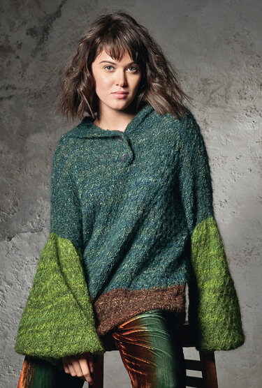 Strickanleitung: Lässiger Hoodie in Grüntönen mit weiten Ärmeln - Bild 4