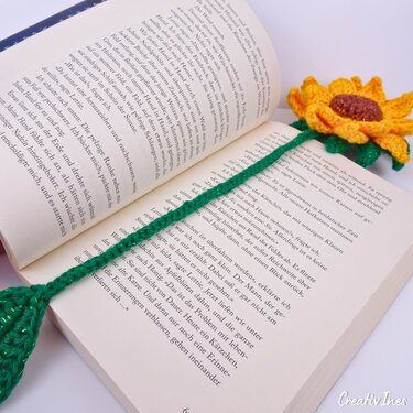 Häkelanleitung Sonnenblume mit Blatt und Stiel - DIY Blumenhäkeln