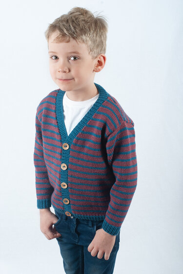 Strickanleitung Ringelcardigan Julius & Julia, Größen 98-128, 3-8 Jahren - Bild 4