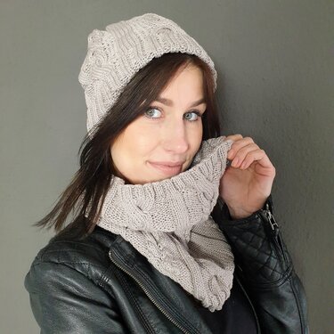 199 Strickanleitung Set Schlauchschal Beanie Johanna - Bild 4