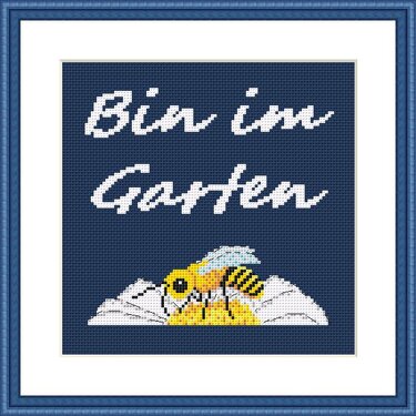 Kreuzstichvorlage "Biene" ( Bin im Garten ),Stickmotiv für Naturliebhaber - Sticken