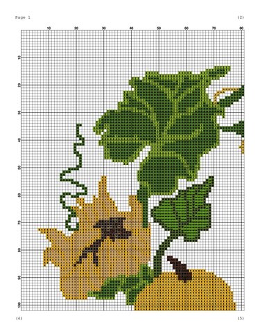 Pumpkin wreath cross stitch pattern - Embroidery
