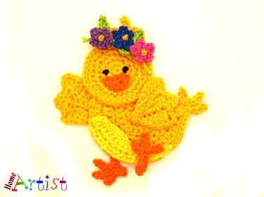 Chick set 2 crochet applique pattern