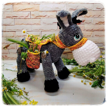 Gardener Donkey Crochet Pattern. Animal Crochet Pattern