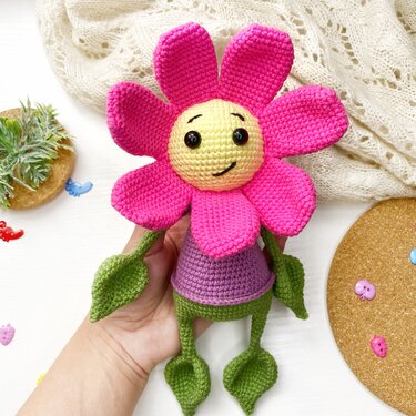 Crochet Pattern Amigurumi flower. Crochet amigurumi pattern flower.