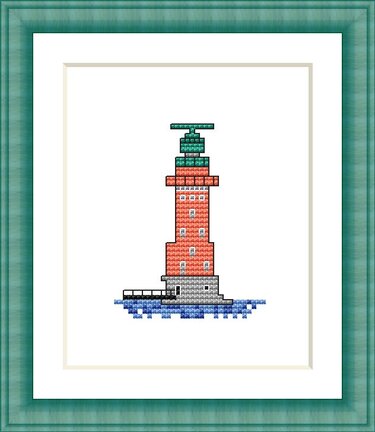 Kreuzstichvorlage Leuchtturm Hohe Weg, mini und einfach, als PDF Download - Sticken