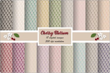 Scrapbooking Blümchen Kirschblüten Frühling Ostern Digital Paper - Basteln