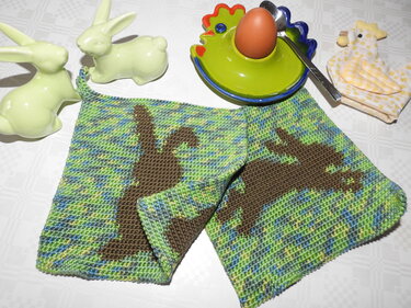 Tutorial doubleface potholders „Rabbit“ for easter - Crochet