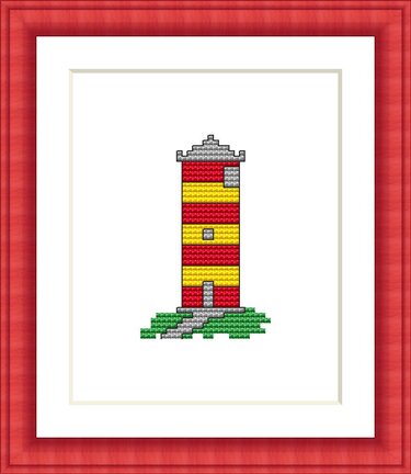 Kreuzstichvorlage Pilsumer Leuchtturm, mini und einfach, als PDF Download - Sticken
