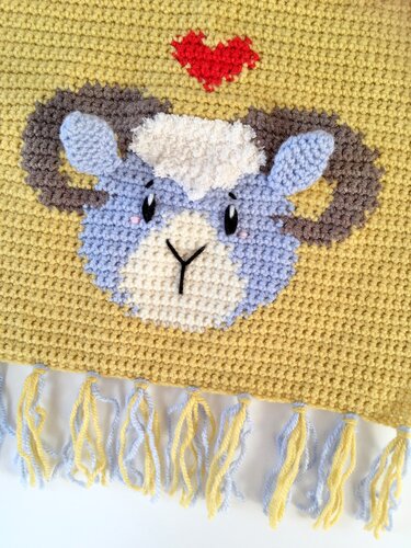 Häkelanleitung Sternzeichen Widder-Wandbehang