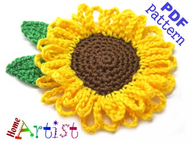 Sunflower Crochet Applique pattern