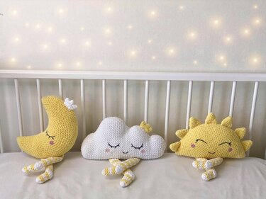 Set of 4 crochet pillows patterns: Moon, Cloud, Rainbow, Sun (PDF files)