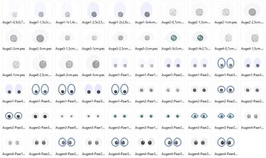 Mini kleine Augen für Kuscheltiere Bettschlagen Stickdatei - Sticken