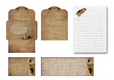 Briefumschlag Briefbogen Karten Vorlagen digitales Papier Scrapbooking - Basteln