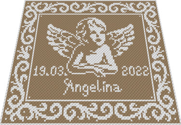 ANGEL with NAME & DATE - pattern for c2c crochet blanket