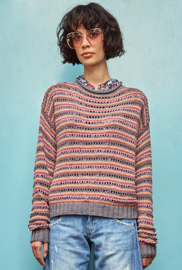 Strickanleitung: Ringelpulli mit Matt-Glanzeffekten