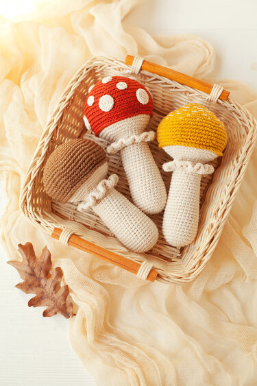 Mushroom Baby Rattles - Crochet Pattern