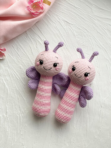 Crochet baby rattle toy Butterfly EASY Amigurumi Crochet Pattern (PDF file)