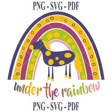 Clipart Datei Grafik Illustration Regenbogen Pferd PNG PDF SVG - Basteln