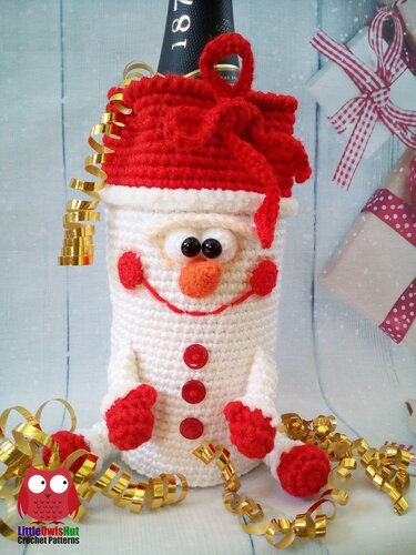 278 Crochet Pattern - Snowman - wine or champagne bottle sleeve