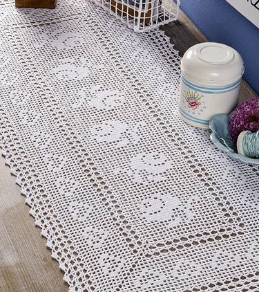 Rosen-Läufer mit Herzen - Häkeln