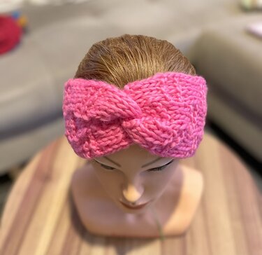 Weiches Strickstirnband mit doppeltem Layer und Streifenmuster - Stricken