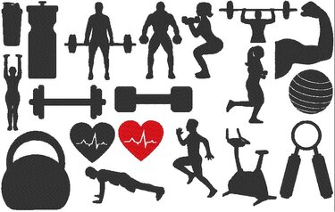 Sport Fitness - Stickdatei - Silhouette - Sticken