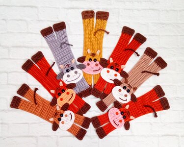 266 Crochet Pattern - Funny Bull Ox Applique, Bookmark, decor,