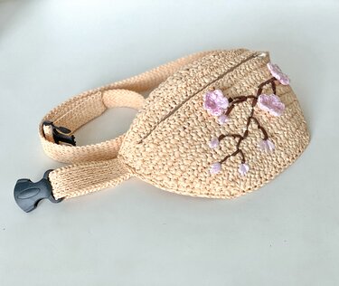 Crochet pattern fanny pack with raffia PDF digital and video tutorial
