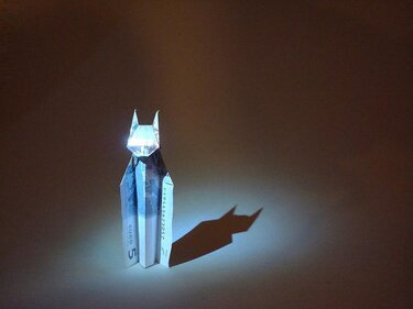 Origami Geldschein Fledermausmann (**) - Basteln