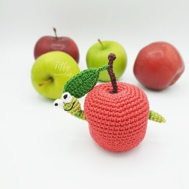 Cute Little Caterpillar inside Apple 2 Sizes | Amigurumi Caterpillar PDF - Crochet