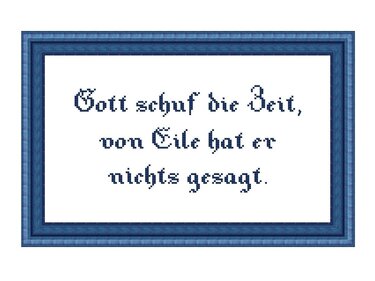 Kreuzstichvorlage "Gott schuf die Zeit" als PDF Download, einfach - Sticken