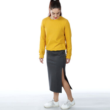 FRAU IRMA • schlanker Sweatrock mit Schlitz und Gummibund - Bild 4