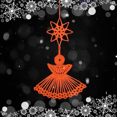 Weihnachtliches Fensterdeko Häkelanleitung großer Engel mit Stern