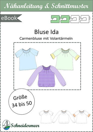 Ida Women’s Off-Shoulder Blouse – Elastic Neckline EU 34–50 / US 4–20 - Sewing