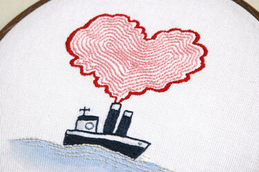 Embroidery Pattern Steamboat with Heart I