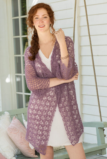 Federleichte Häkeljacke in zwei schönen Ajourmustern - Häkeln