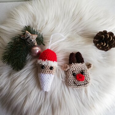 Häkelanleitung Adventskalender Weihnachtsmann und Rentier