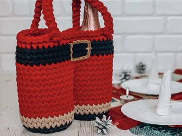 Crochet Santas pants basket PDF pattern and video tutorial