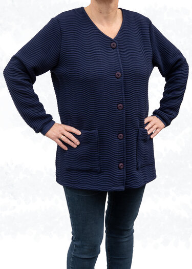 Nora – Lockere Strickjacke mit Knopfleiste und Taschen, BU 80-116, A4+A0 - Nähen