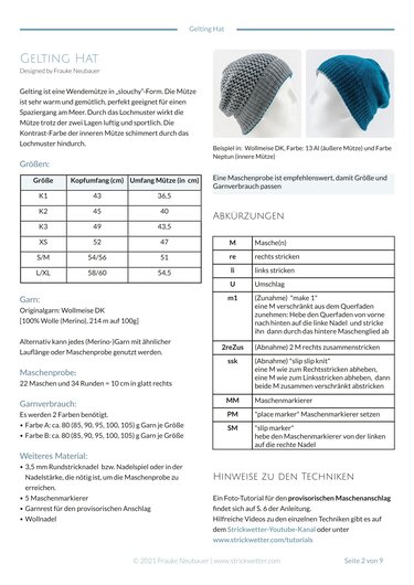 Kitting pattern set: Gelting Hat and Gelting Cowl - Knitting