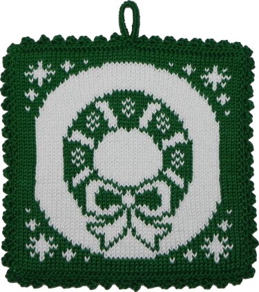 Weihnachten, Topflappen Weihnachtskranz mit Perlen Tannenbaum PDF-Anleitung - Stricken