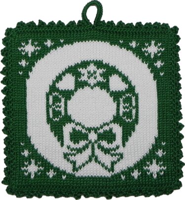 Weihnachten, Topflappen Weihnachtskranz mit Perlen (Perlen in 3 Farben), - Stricken