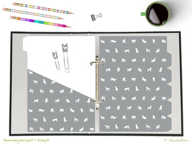 A5 Dividers Tabs w/ pockets Dogs platinum A5D21105n - Crafts